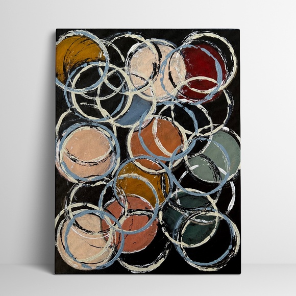 Chaotic Harmony - Modern Abstract Circle Painting 11x14Colorful Geometric